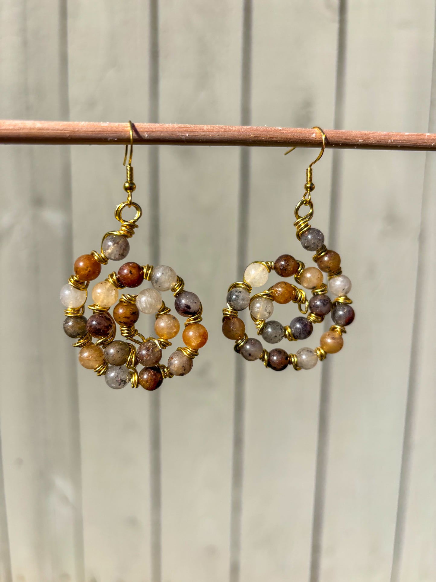 Botswana Agate Crystal Swirl Earrings