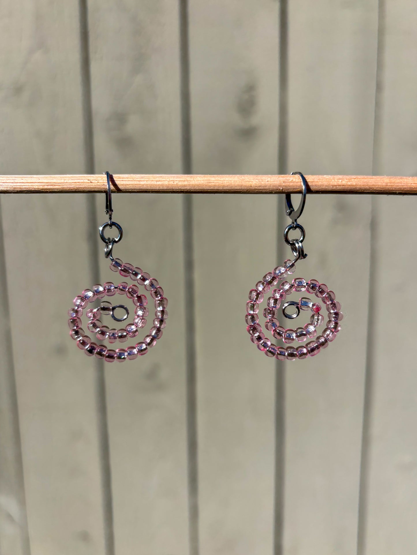 Pink Glass Mini Swirl Earrings