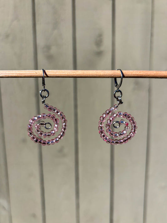 Pink Glass Mini Swirl Earrings