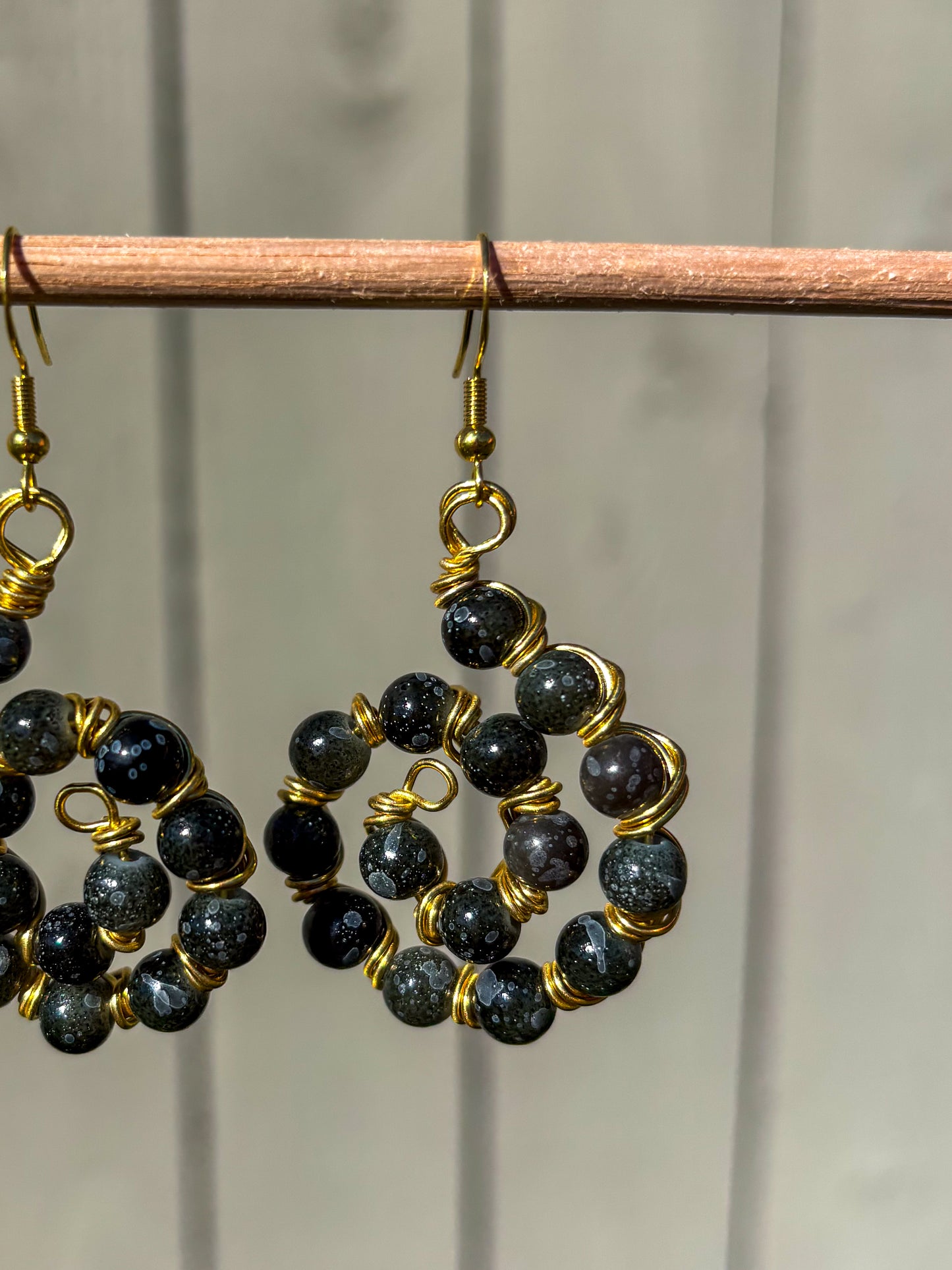 Dark Green Plastic Swirl Earrings