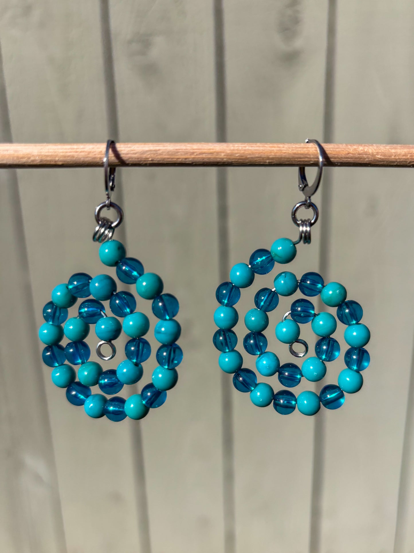 Blue Plastic Swirl Earrings