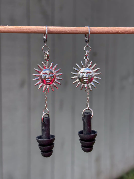 Silver Sun Earplug Earrings
