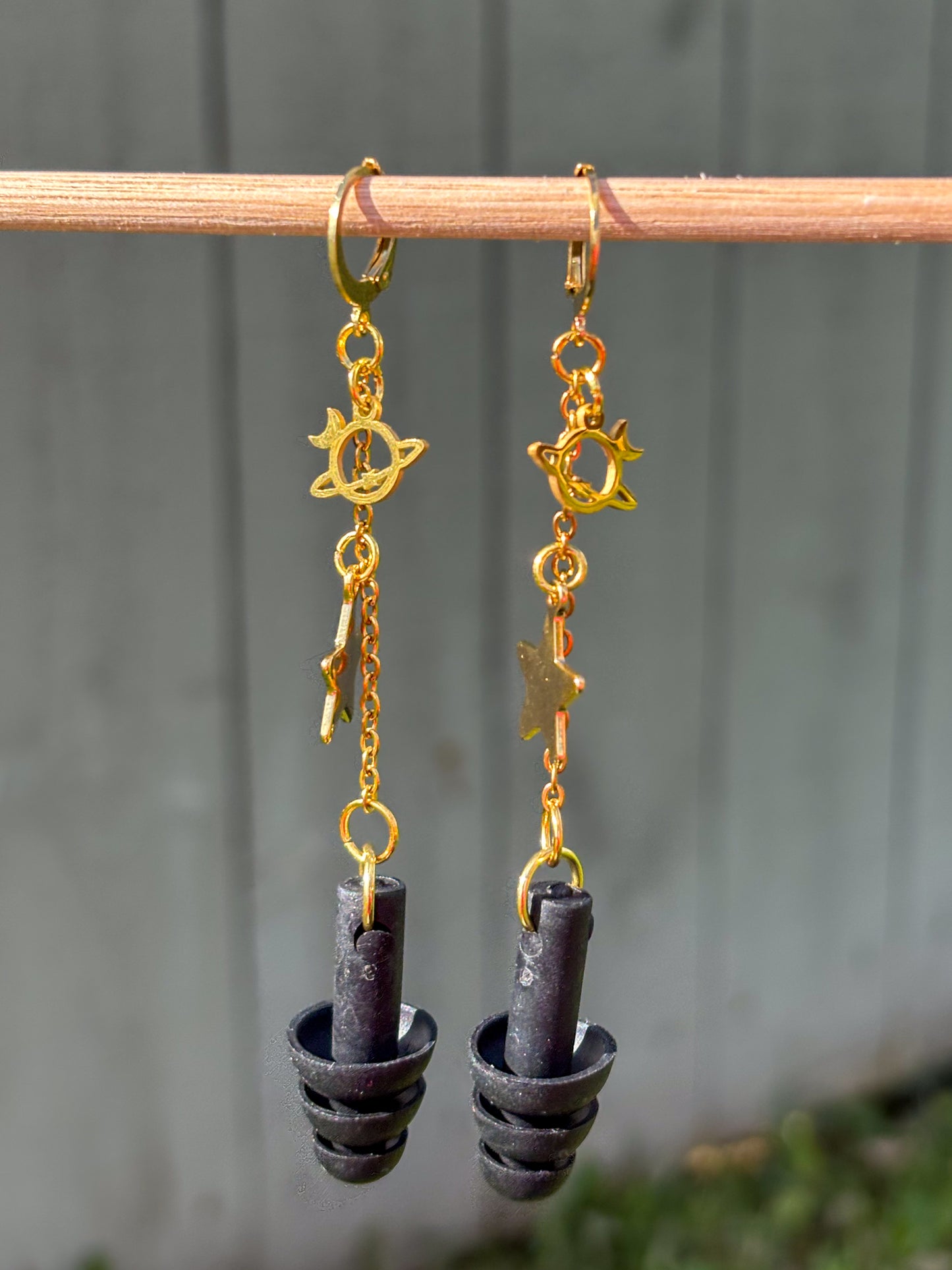 Gold Star Planet Earplug Earrings