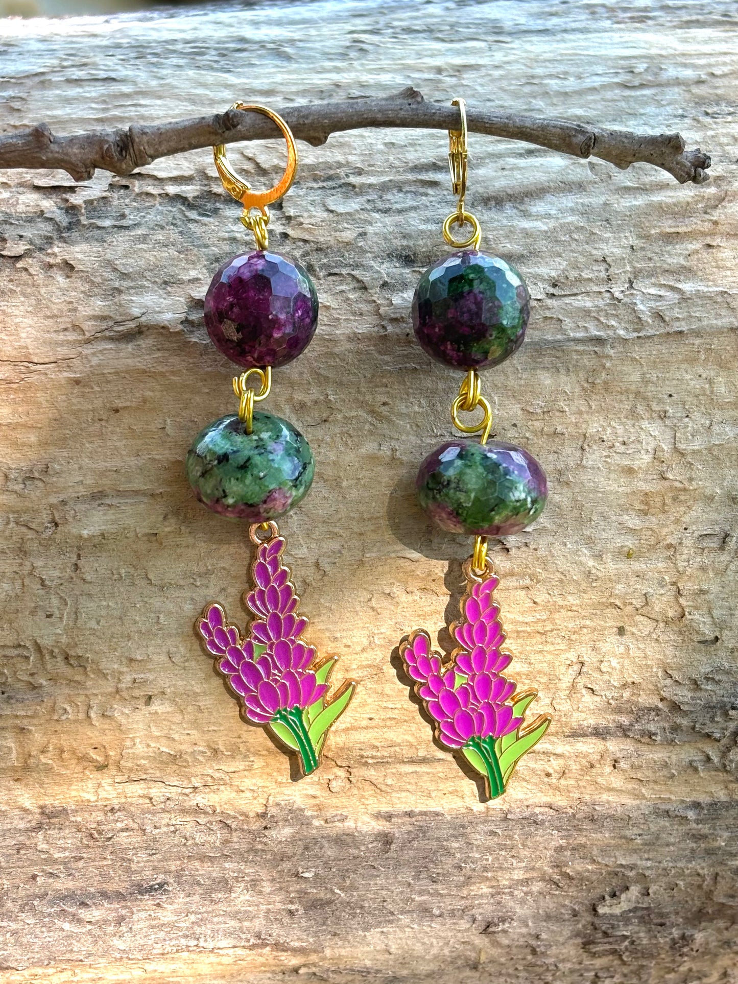 Zoisite Crystal Violet Charm Dangle Crystal Earrings