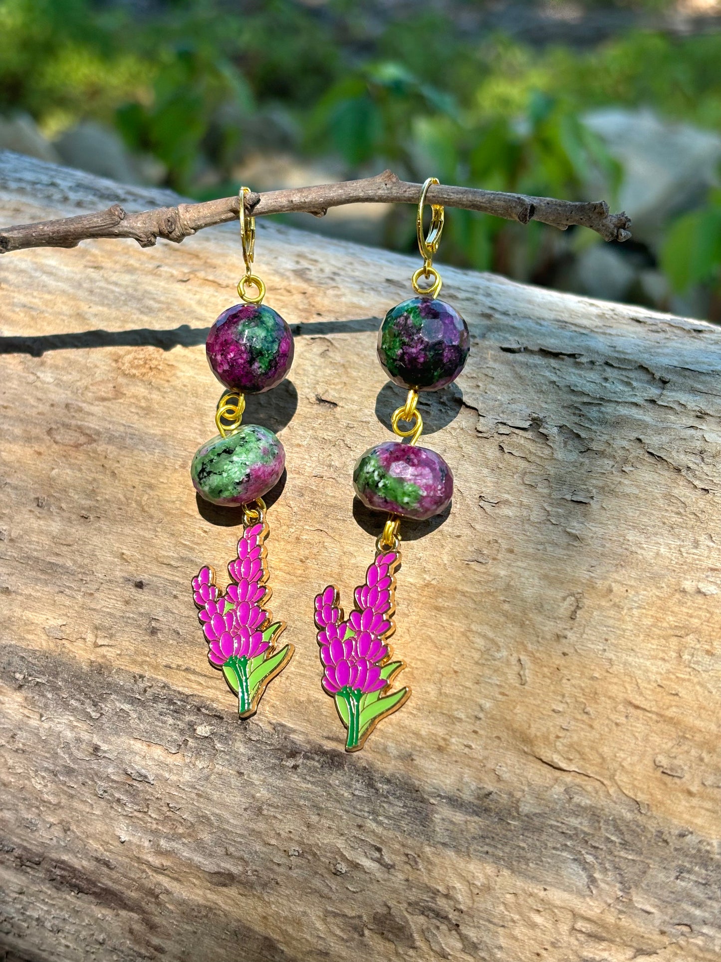 Zoisite Crystal Violet Charm Dangle Crystal Earrings