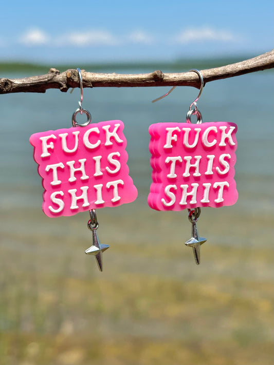 F*** This S*** Sparkle Charm Dangle Earrings