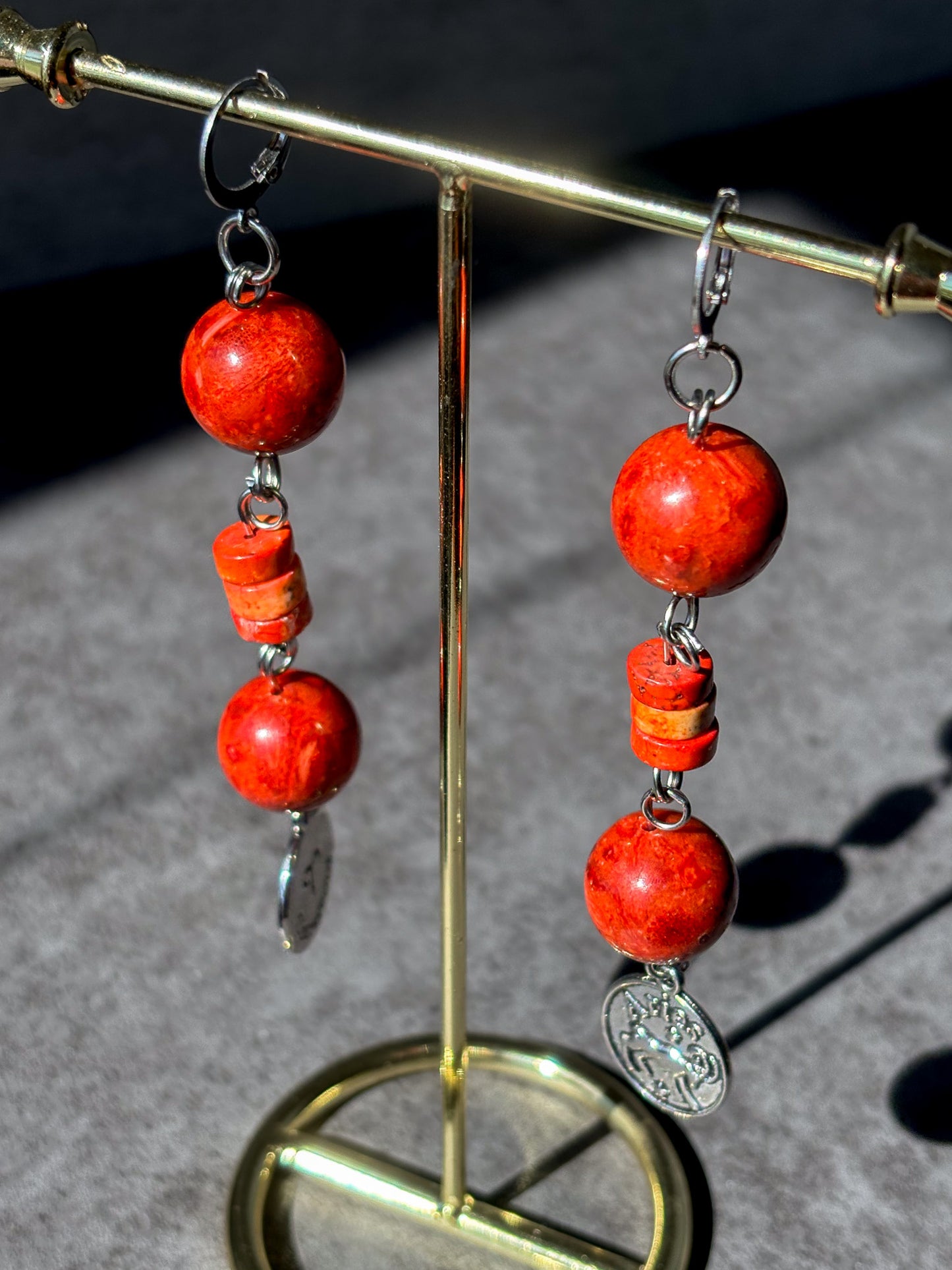 Aries Silver Astrology Jasper Bamboo Earrings