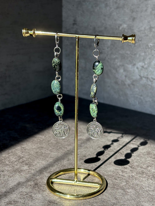 Taurus Astrology Kambaba Jasper Earrings