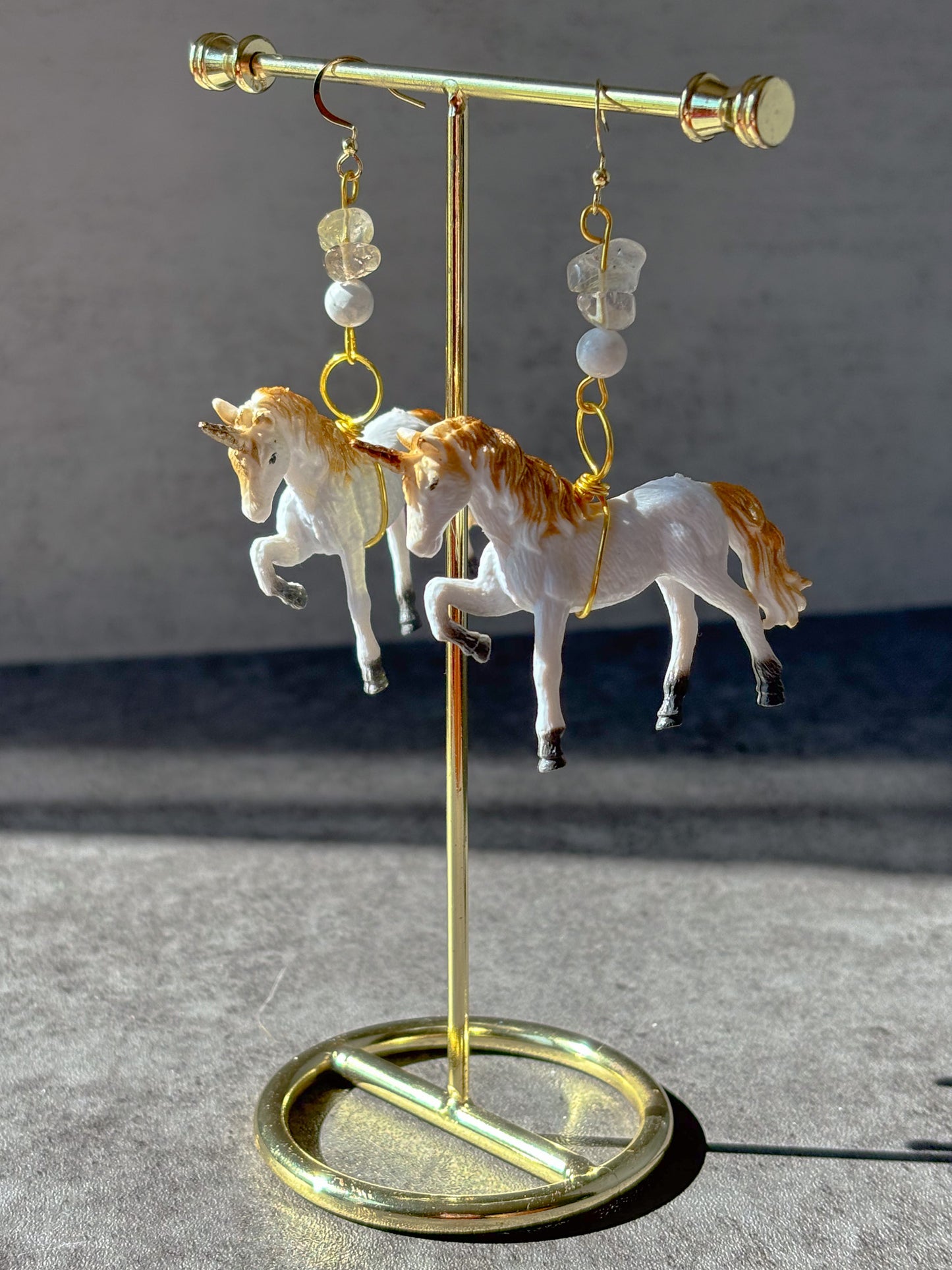 Citrine Howlite Gold Unicorn Earrings