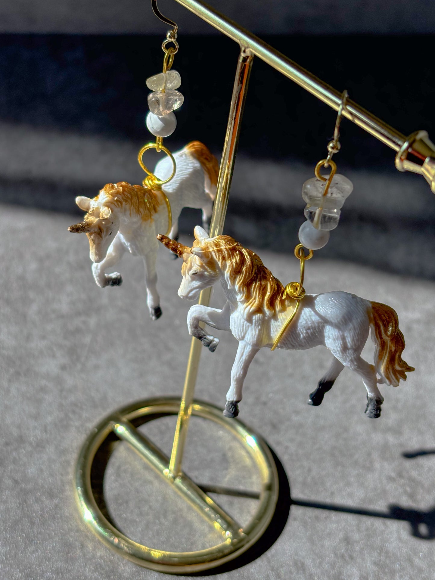 Citrine Howlite Gold Unicorn Earrings