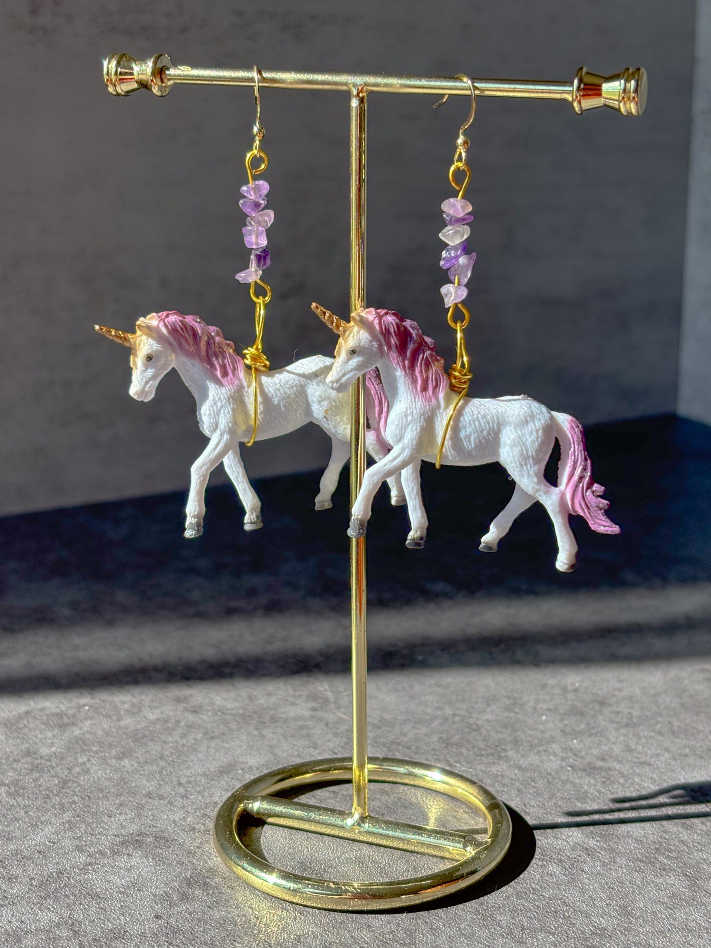 Amethyst Purple Unicorn Earrings