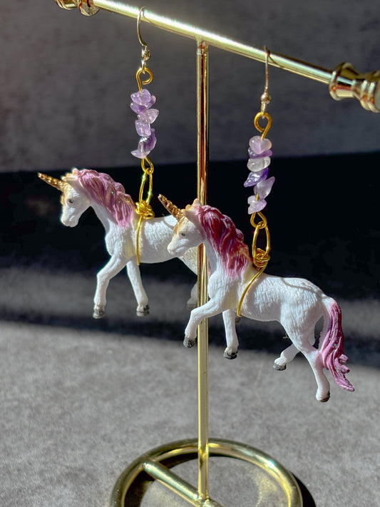 Amethyst Purple Unicorn Earrings