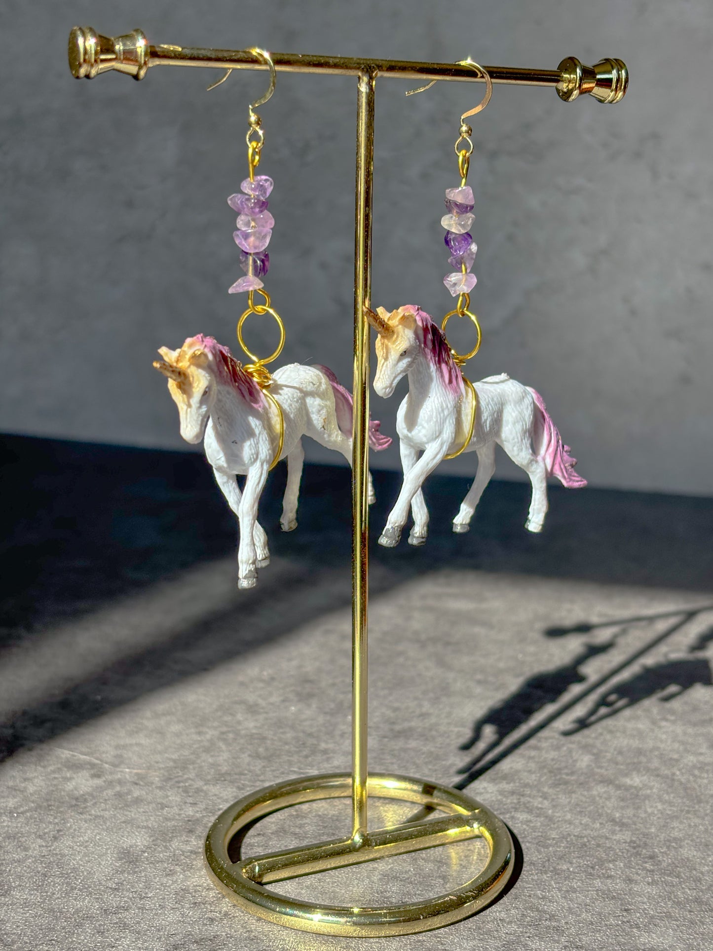 Amethyst Purple Unicorn Earrings