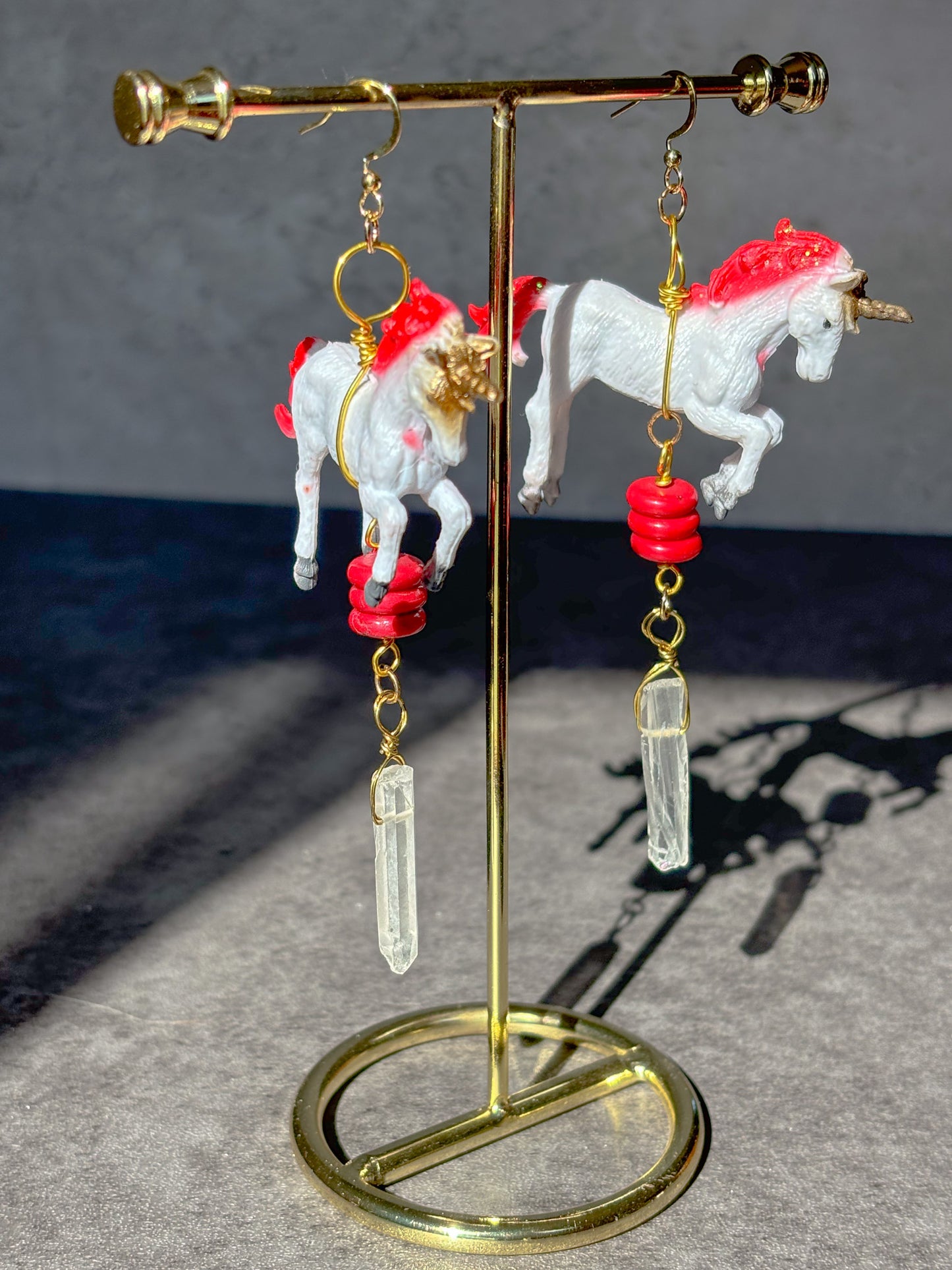 Red Jasper Quartz Unicorn Earrings