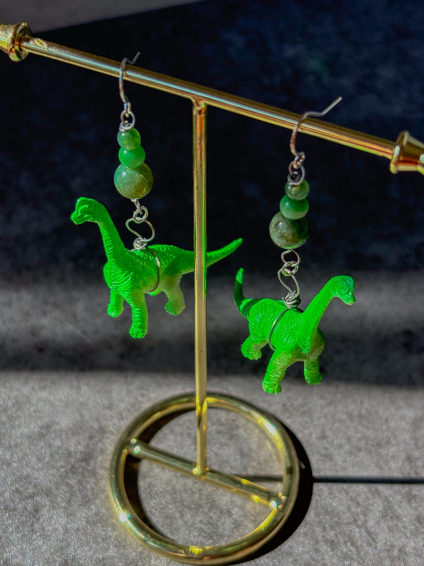 Brachiosaurus Dinosaur Crystal Beaded Earrings
