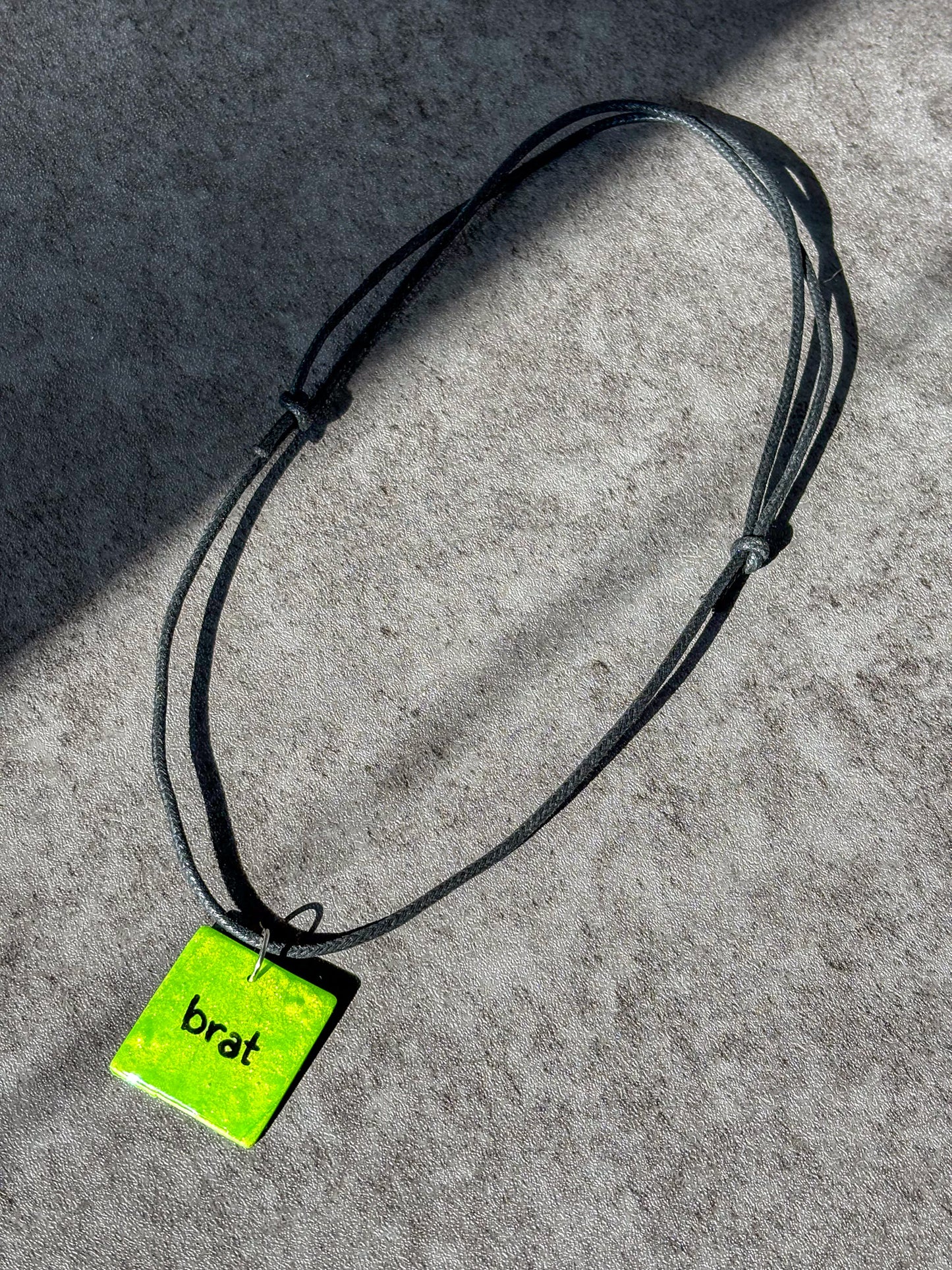 Brat Green Necklace Adjustable Hemp Cord