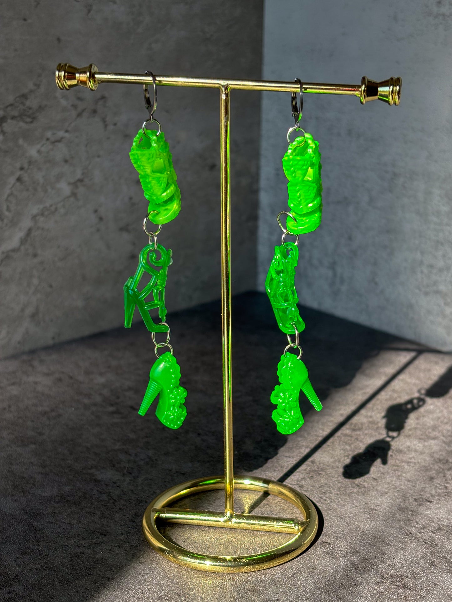 Brat Green Doll Shoe Tiered Earrings