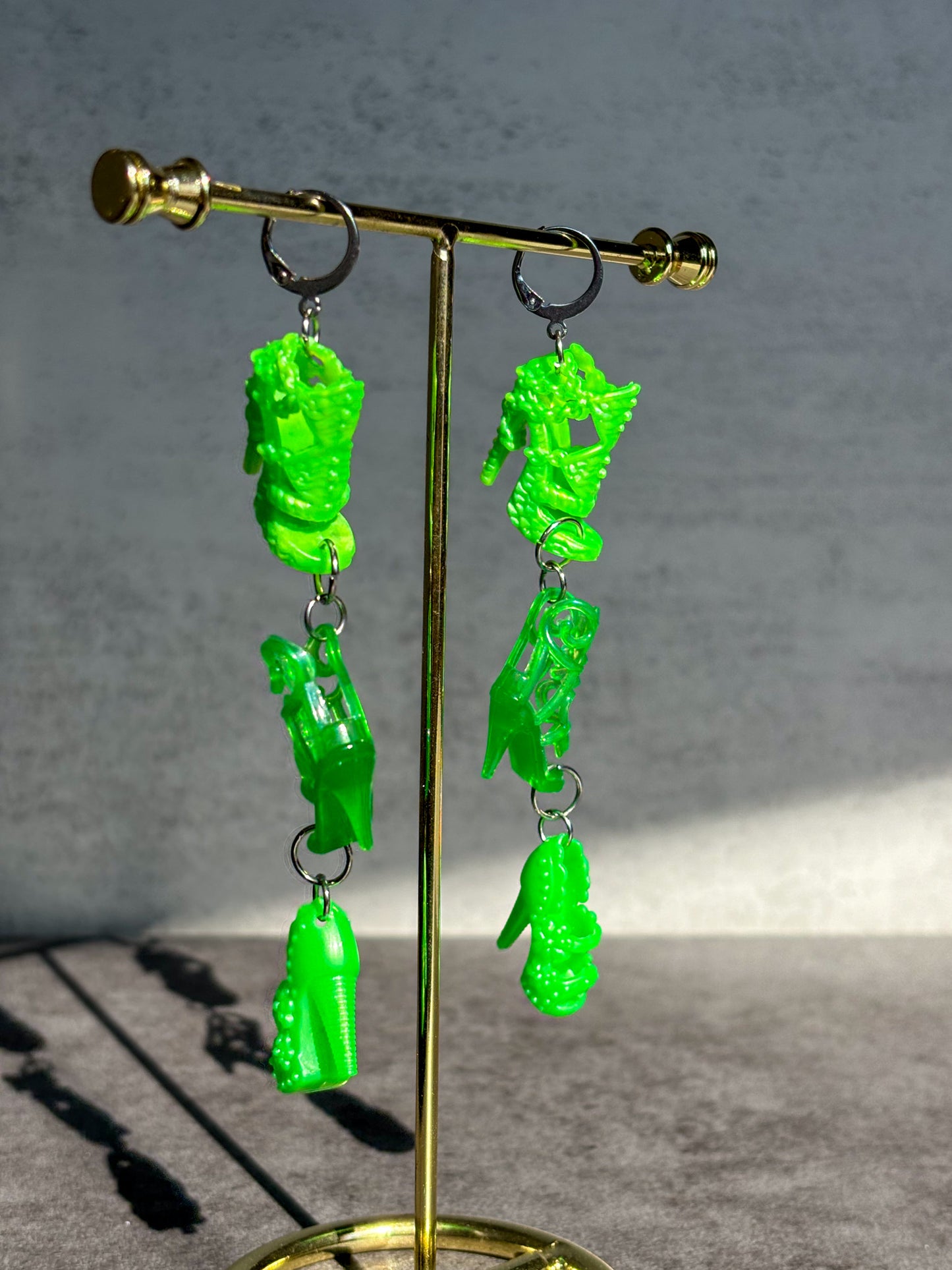 Brat Green Doll Shoe Tiered Earrings