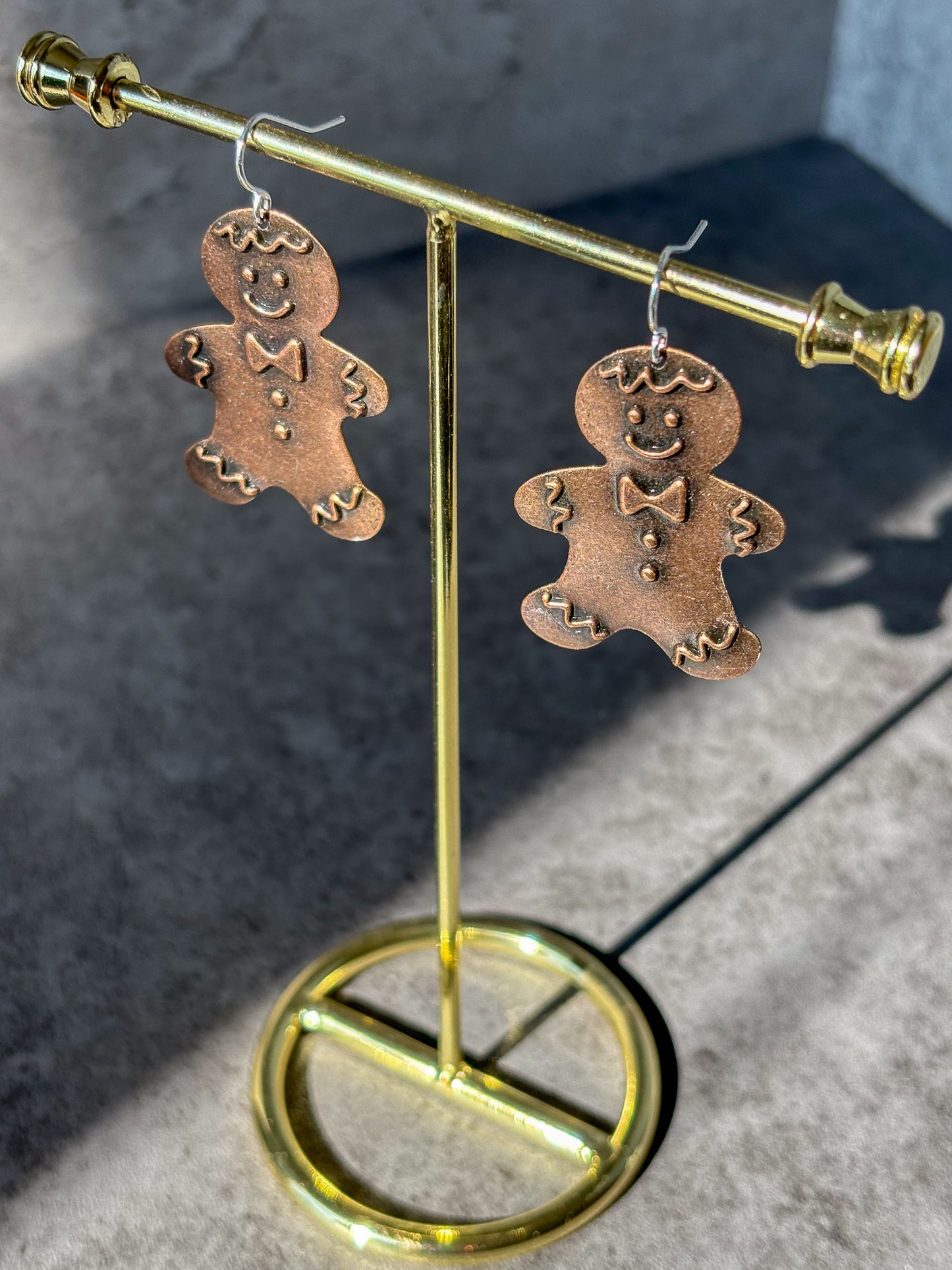 Gingerbread Man Bowtie Holiday Dangle Earrings