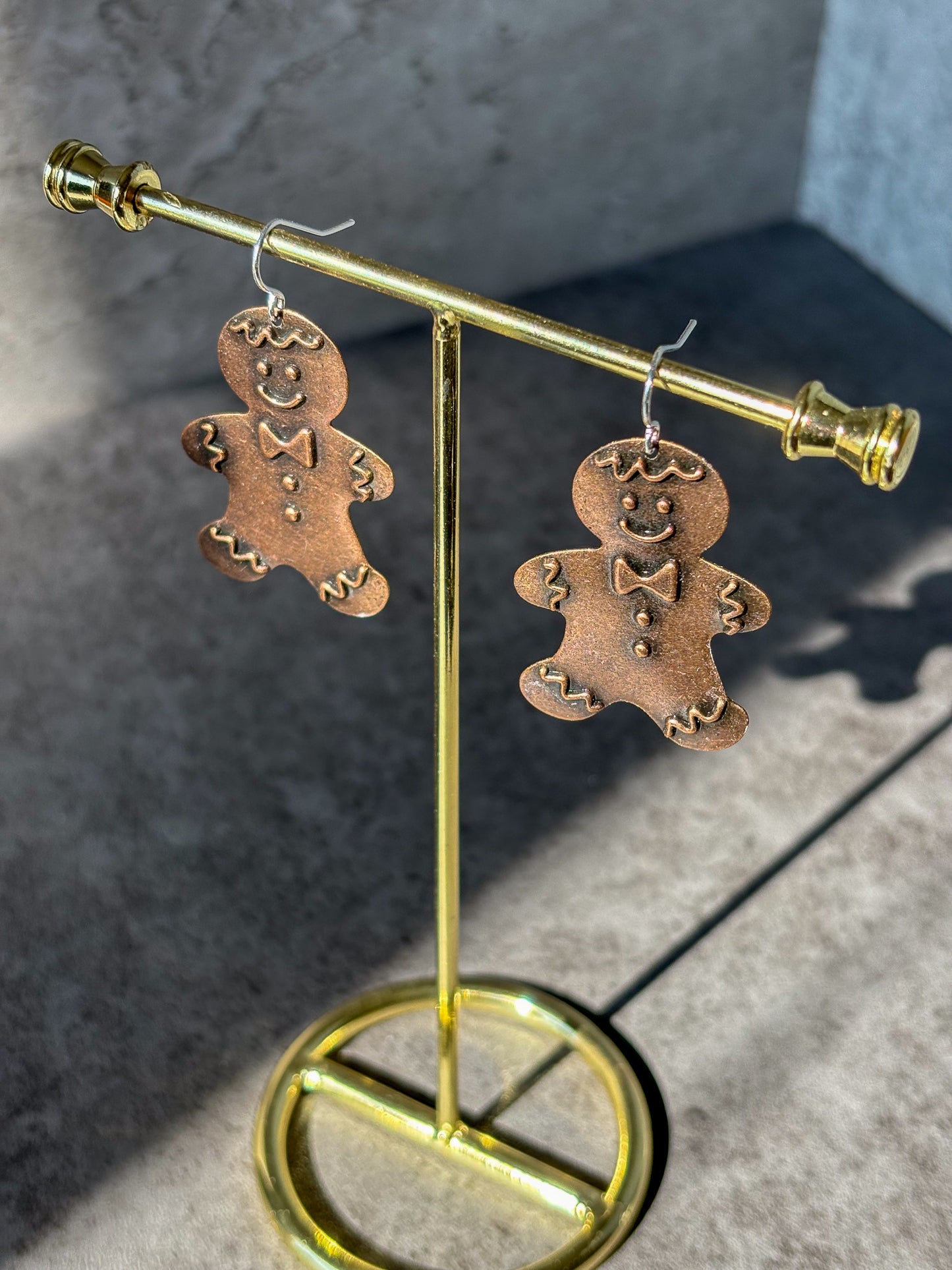 Gingerbread Man Bowtie Holiday Dangle Earrings