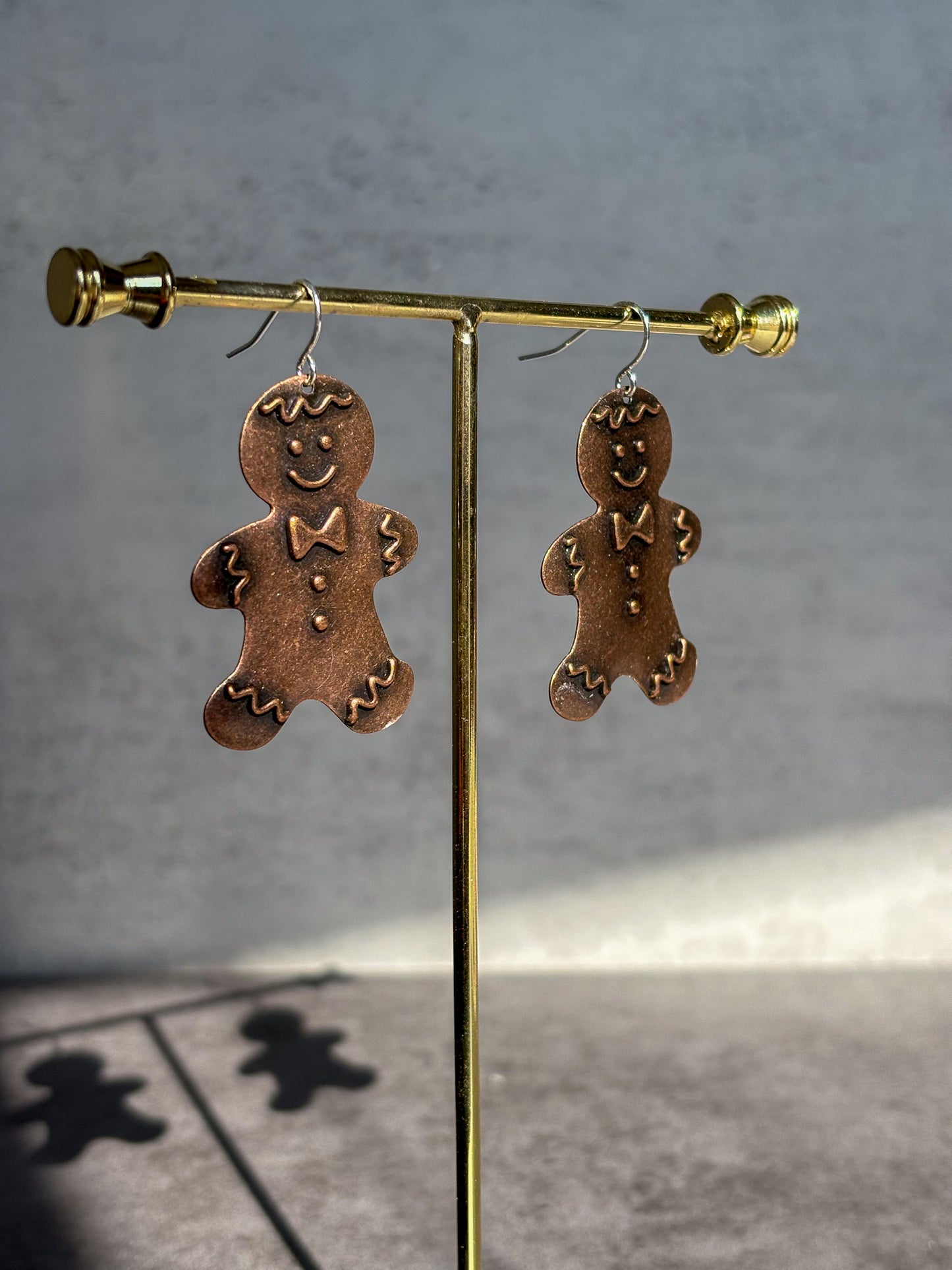 Gingerbread Man Bowtie Holiday Dangle Earrings
