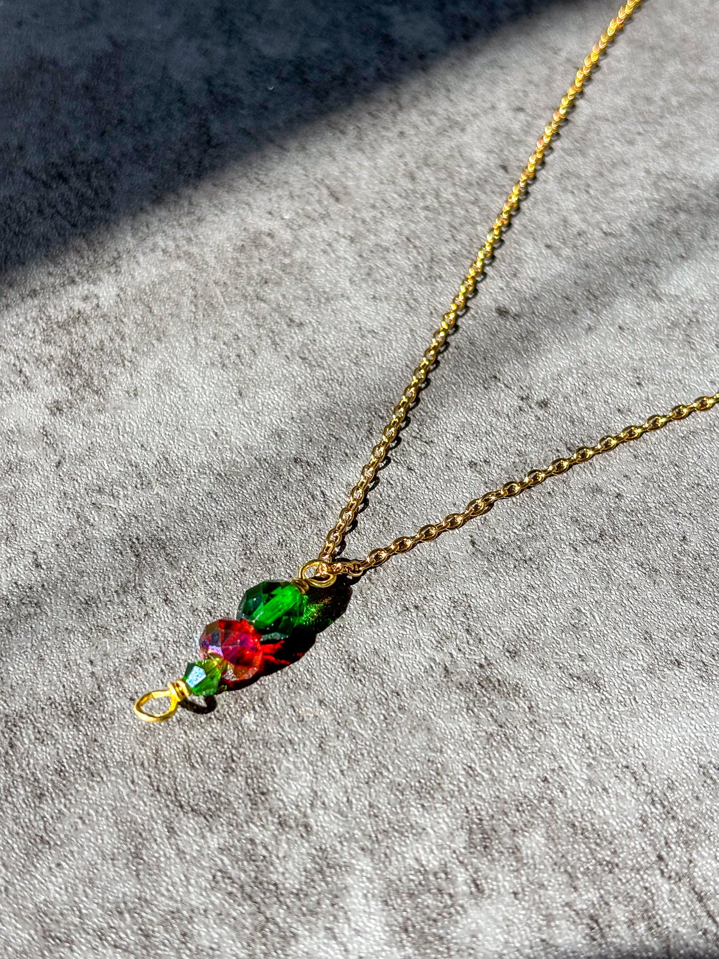 Red Green Gold Stainless Steel Chain Necklace