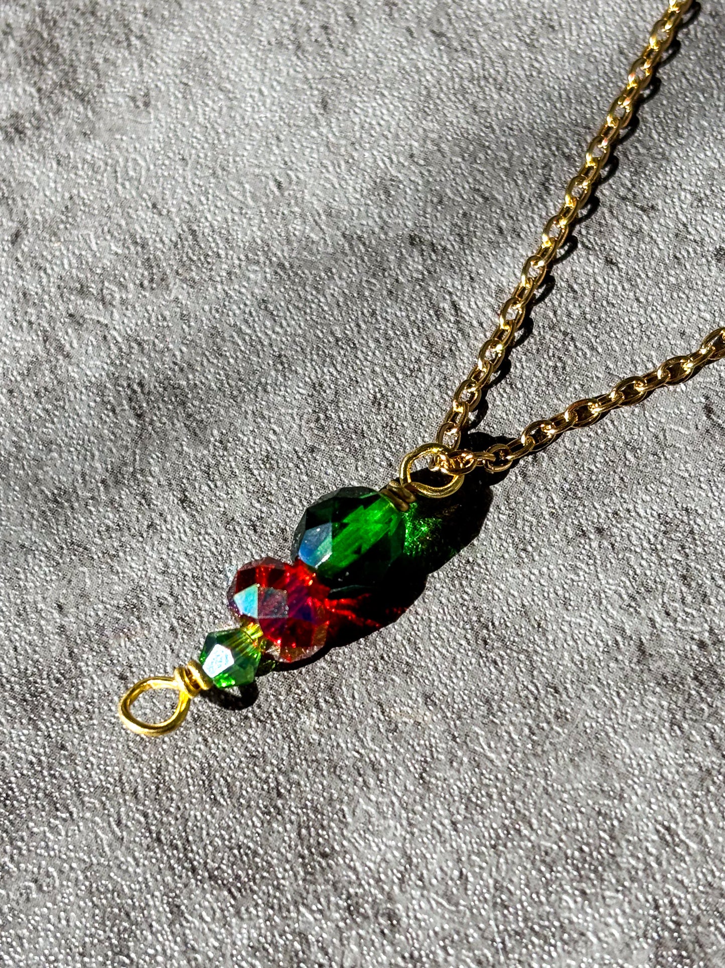 Red Green Gold Stainless Steel Chain Necklace