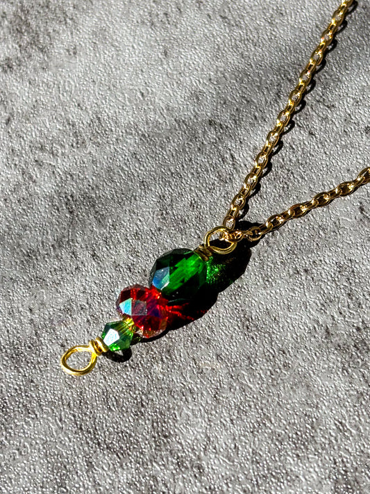 Red Green Gold Stainless Steel Chain Necklace