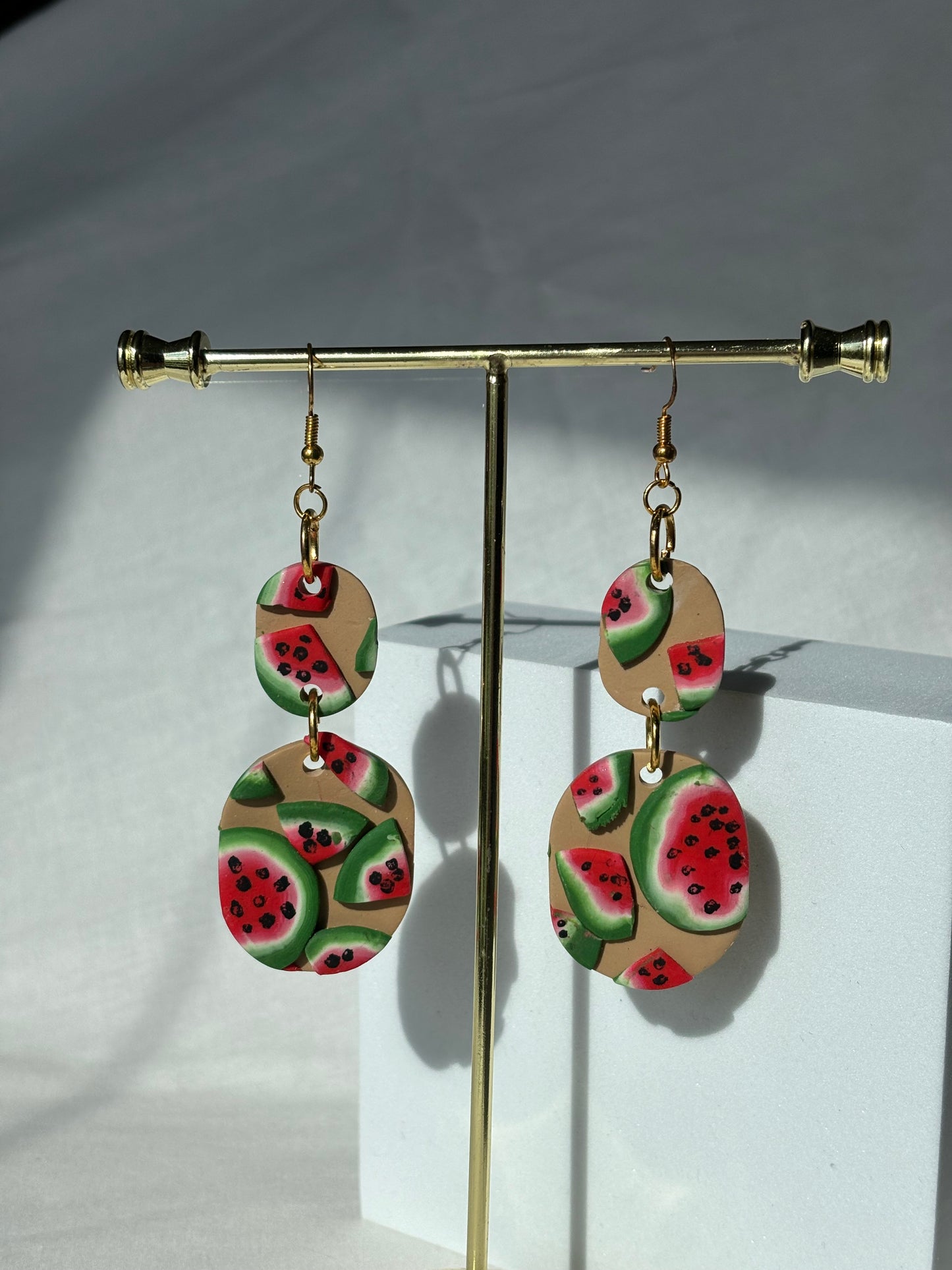 Watermelon Slices Fruit Polymer Clay Dangle Earrings