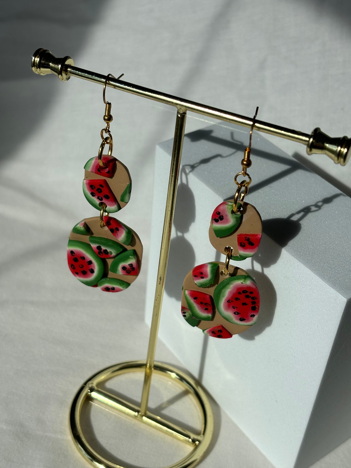 Watermelon Slices Fruit Polymer Clay Dangle Earrings