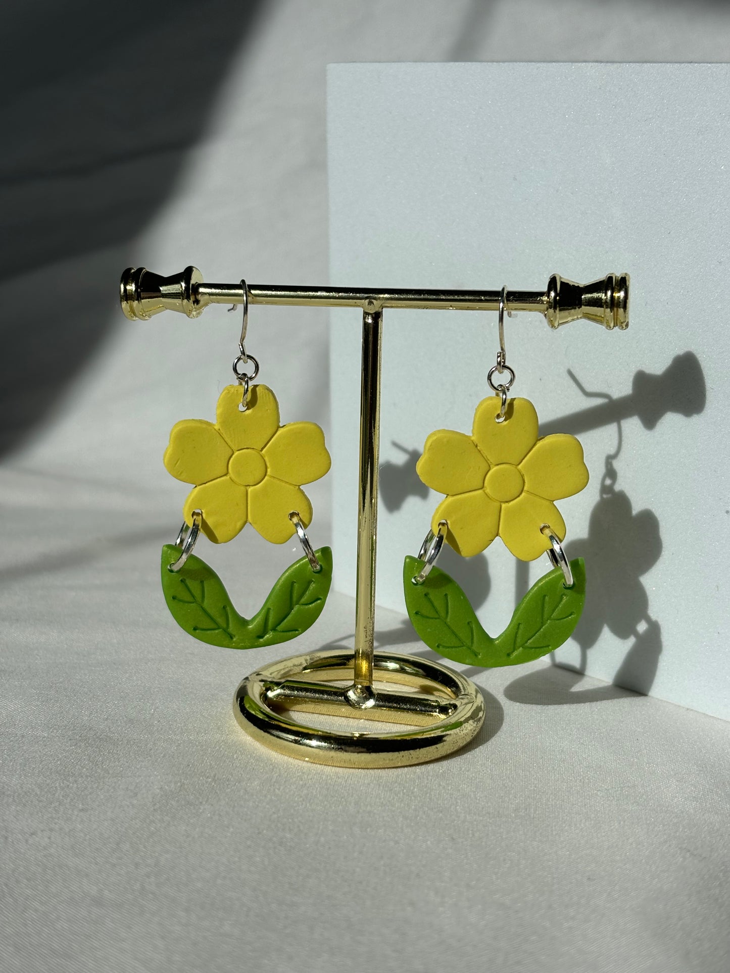 Yellow Flower Sprouts Polymer Clay Dangle Earrings