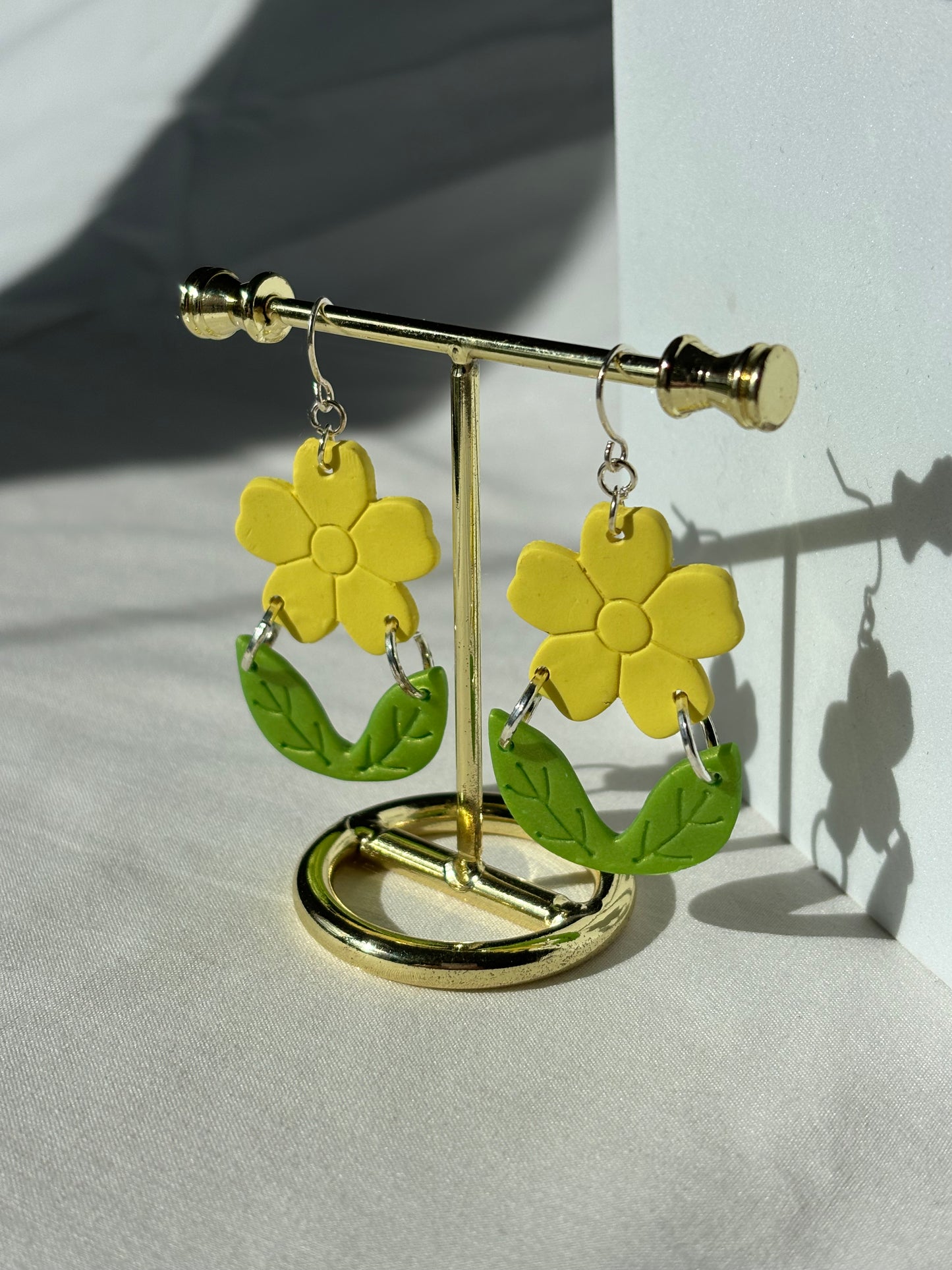 Yellow Flower Sprouts Polymer Clay Dangle Earrings