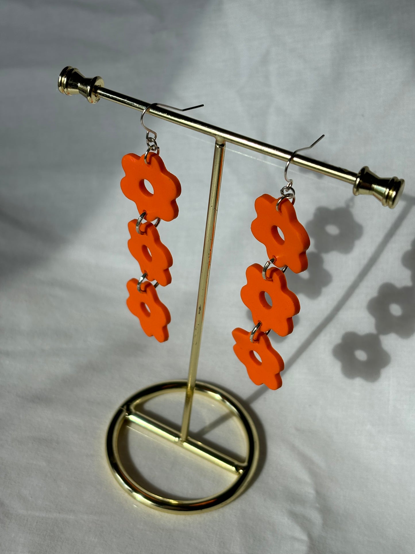 Flowers Stacked Tiered Matte Colorful Dangle Polymer Clay Earrings