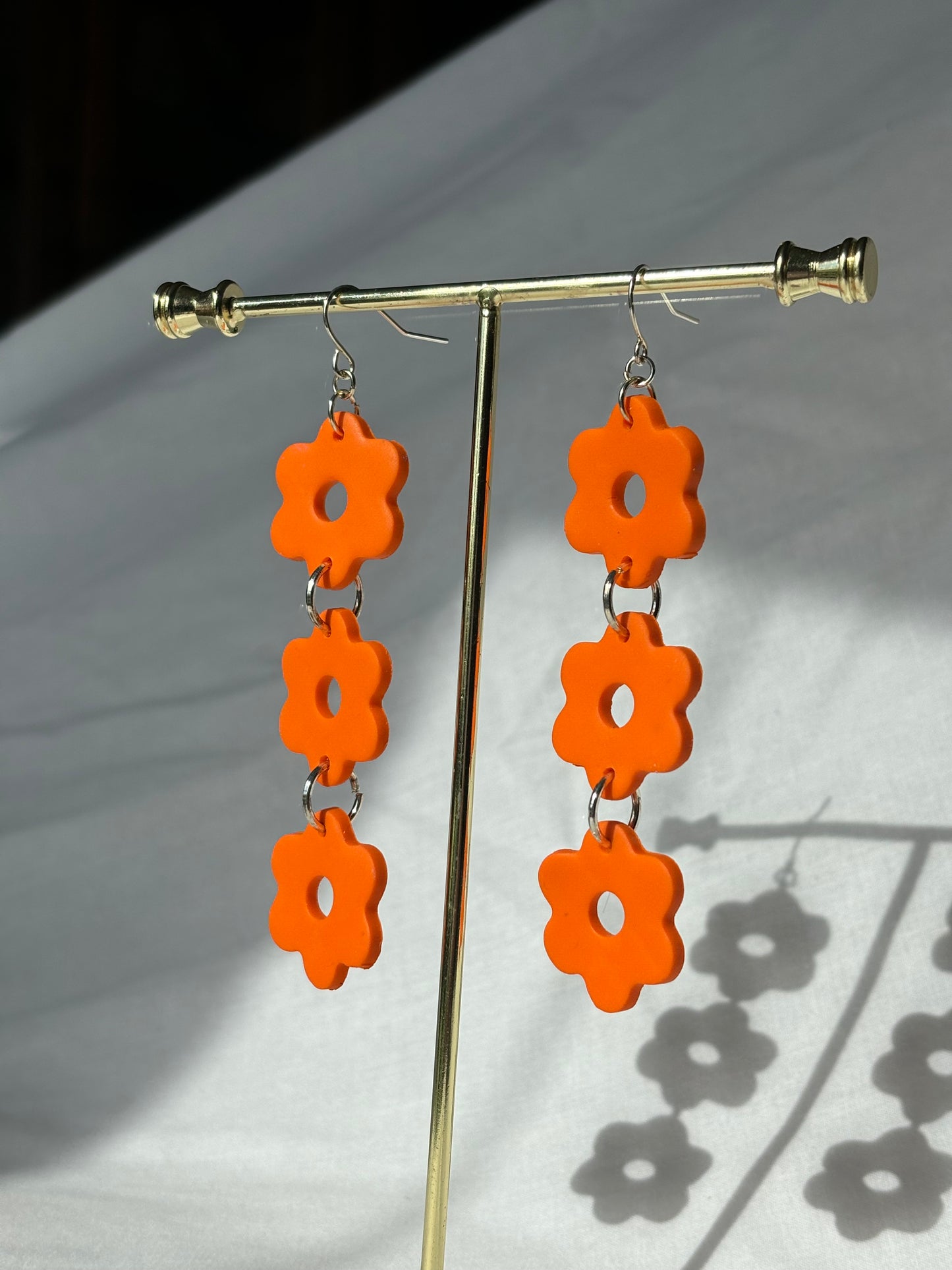 Flowers Stacked Tiered Matte Colorful Dangle Polymer Clay Earrings