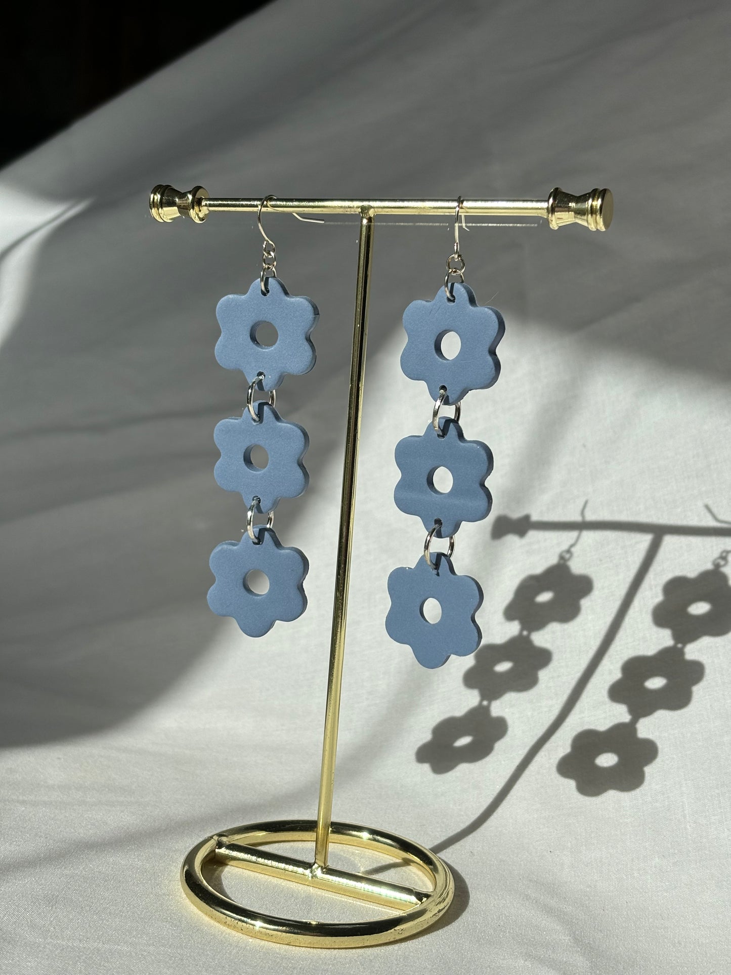 Flowers Stacked Tiered Matte Colorful Dangle Polymer Clay Earrings