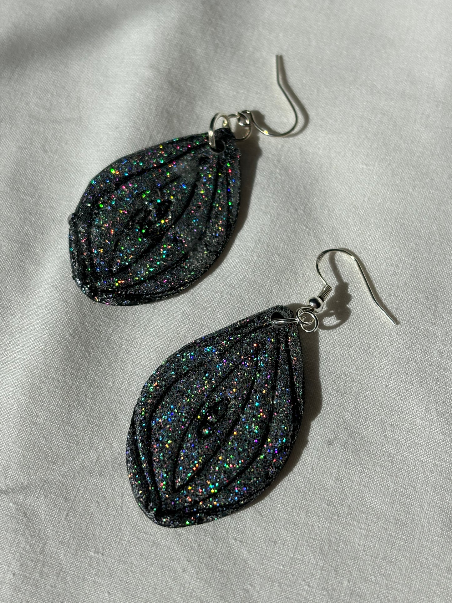 Sparkly Holographic Vagina Polymer Clay Dangle Earrings