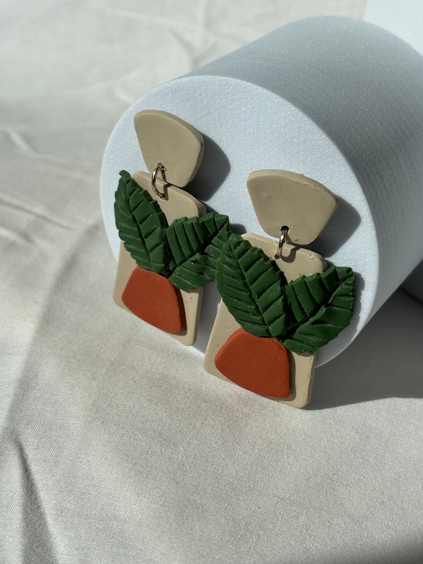 Leafy Potted Plants Handmade Polymer Clay Dangle Earrings