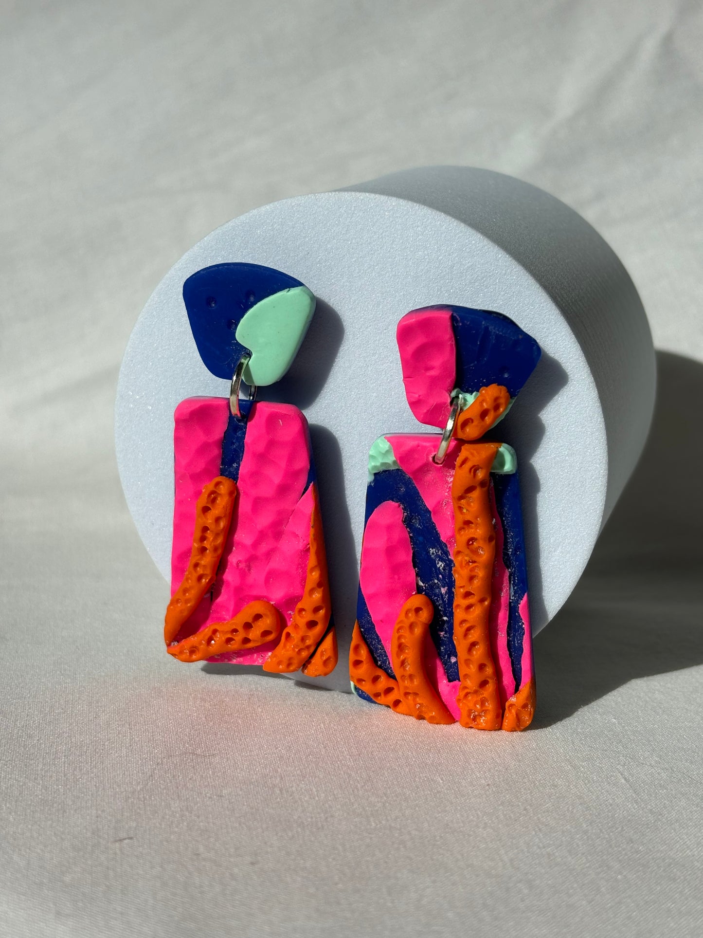 Under The Sea Coral Ocean Polymer Clay Dangle Stud Earrings