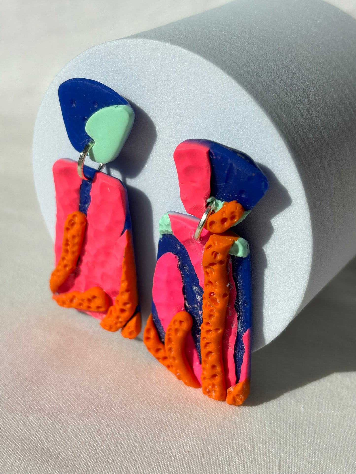 Under The Sea Coral Ocean Polymer Clay Dangle Stud Earrings