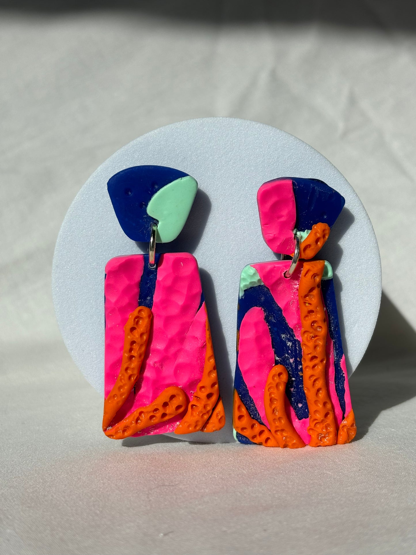 Under The Sea Coral Ocean Polymer Clay Dangle Stud Earrings