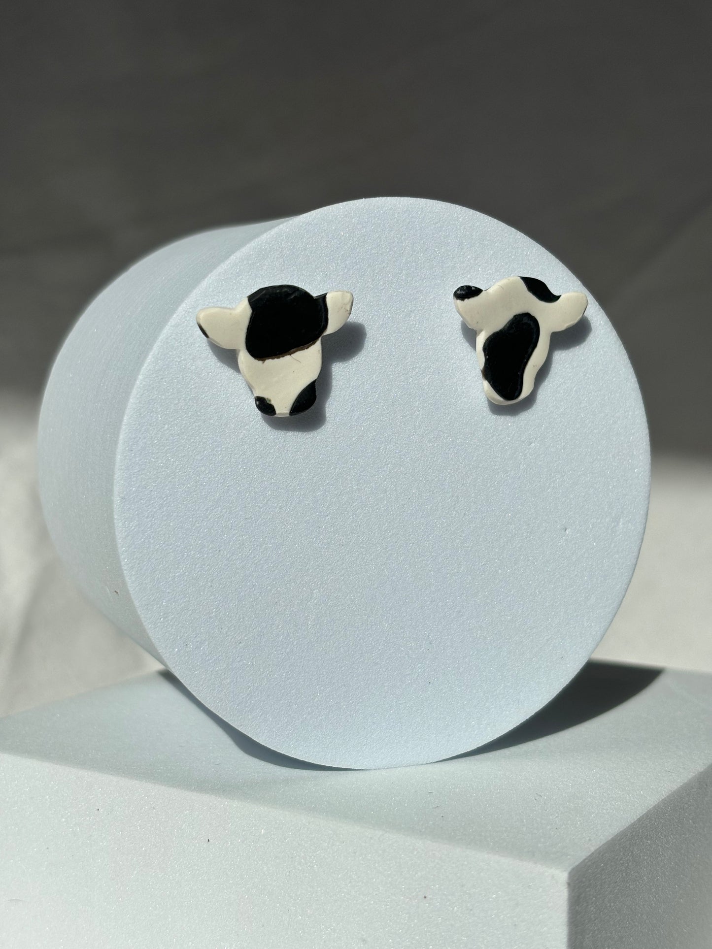 Cow Cattle Brown Spot Polymer Clay Stud Earrings