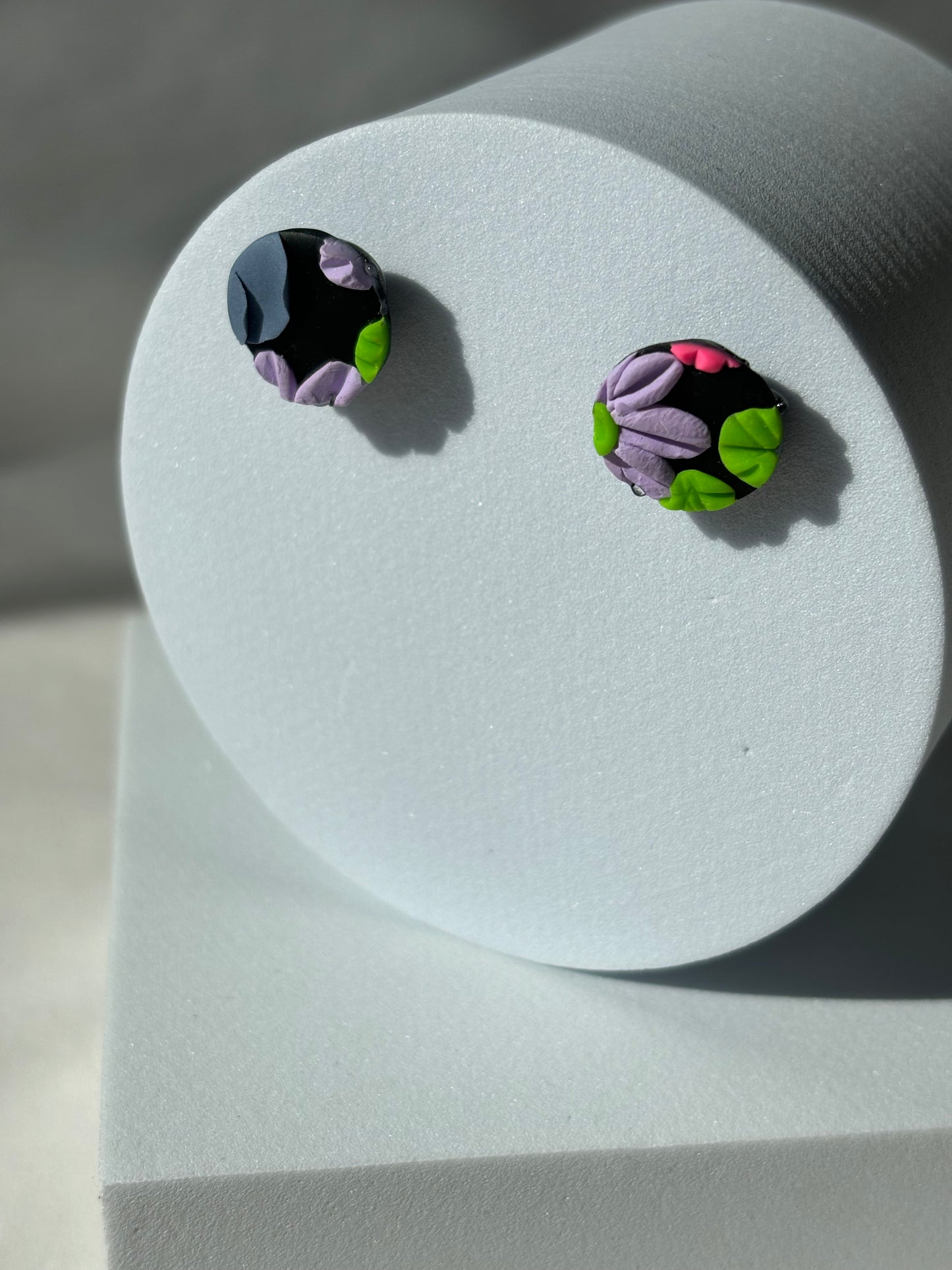 Neon Flowers Multicolor Colorful Polymer Clay Studs