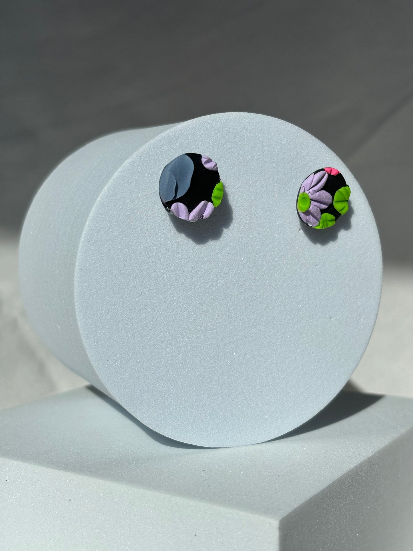 Neon Flowers Multicolor Colorful Polymer Clay Studs