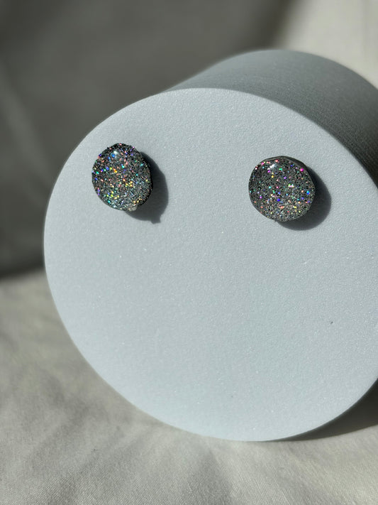Holographic Sparkle Polymer Clay Studs Earrings