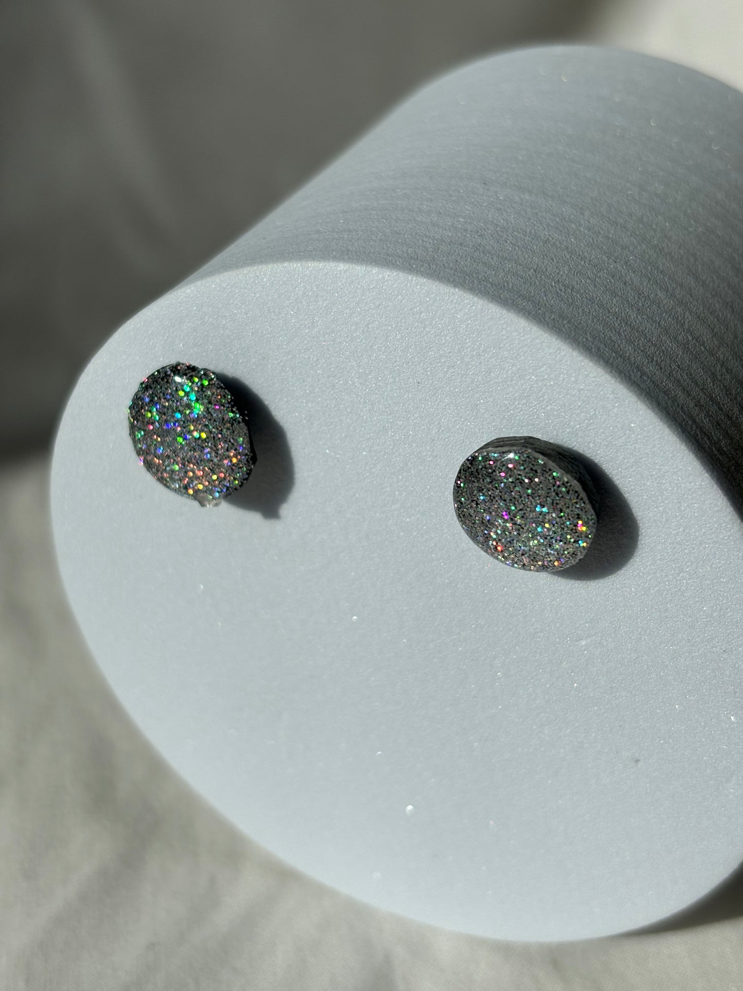 Holographic Sparkle Polymer Clay Studs Earrings