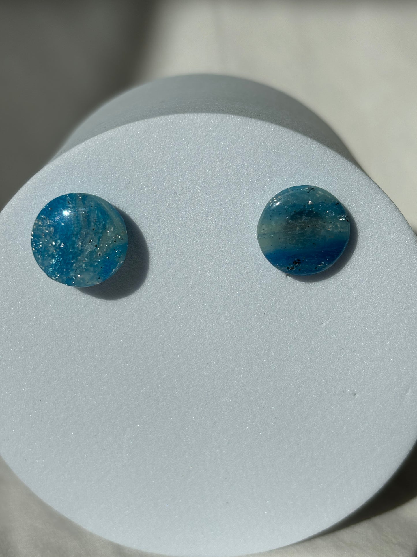 Blue Shimmer Swirl Polymer Clay Stud Earrings