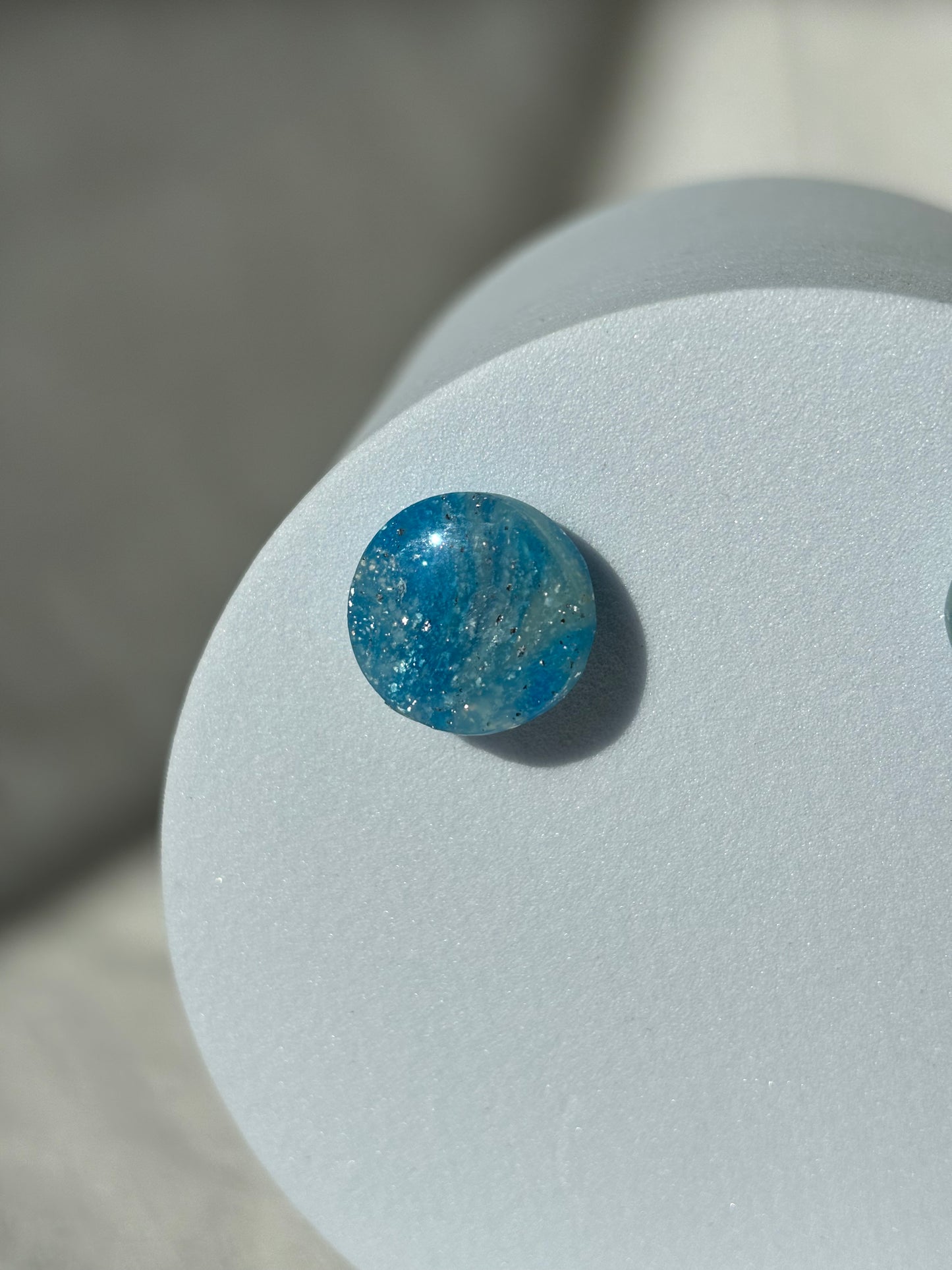 Blue Shimmer Swirl Polymer Clay Stud Earrings