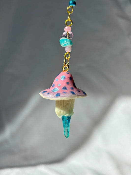 Rearview Mirror Hanger Mushroom Amazonite Crystal Beaded