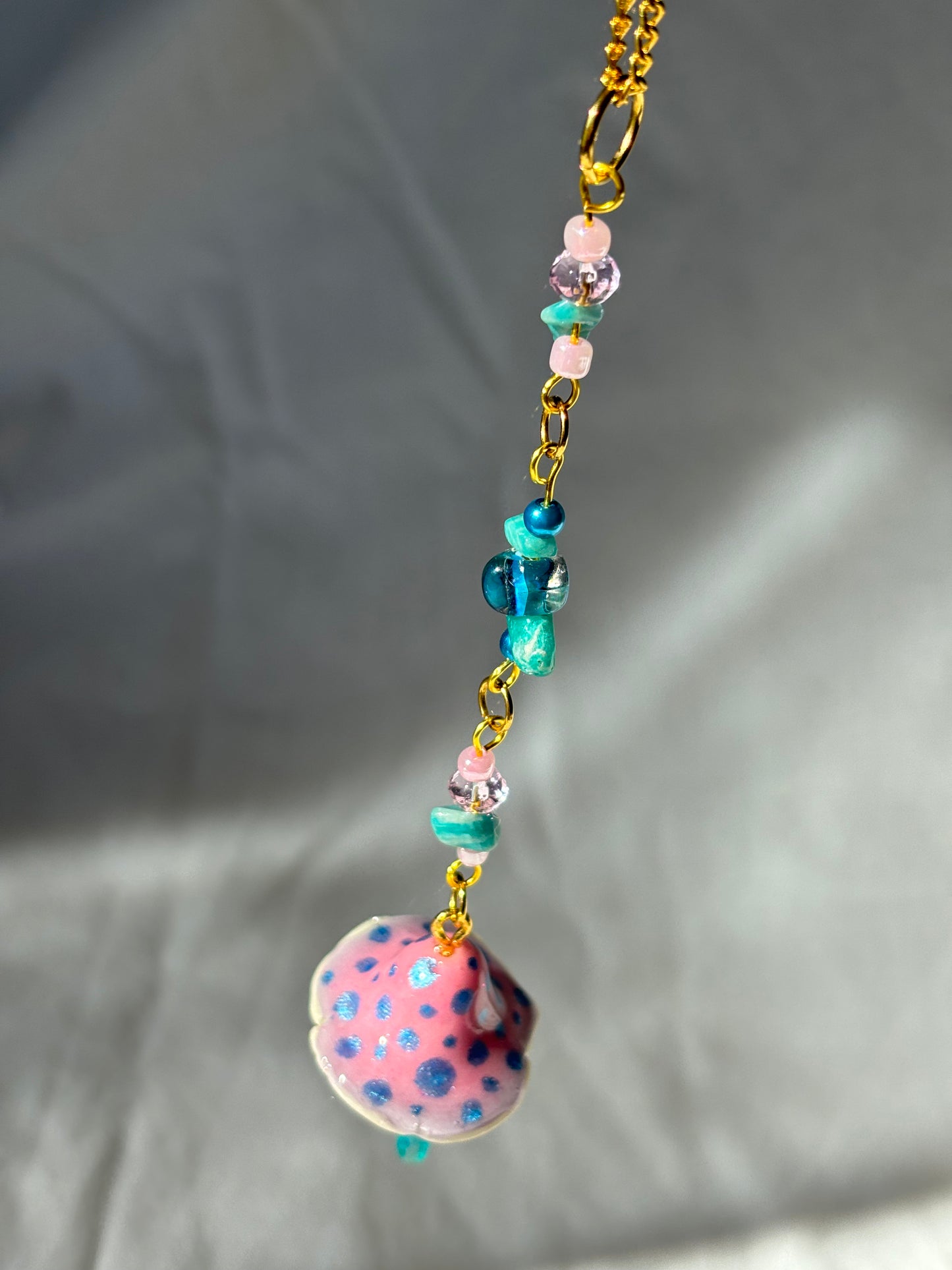 Rearview Mirror Hanger Mushroom Amazonite Crystal Beaded