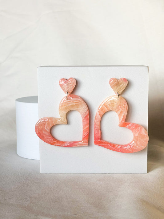 Stacked Transparent Pink Swirl Clay Stud Dangle Earrings